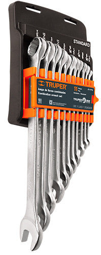 JUEGO DE LLAVES COMBINADAS, 11 PIEZAS, MM, GRANALLADAS