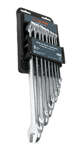 JUEGO DE LLAVES COMBINADAS, 9 PIEZAS, PULIDAS