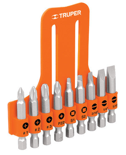 JUEGO 9 PUNTAS COMBINADAS, LARGO 2', EN ORGANIZADOR