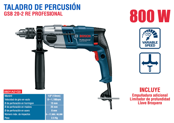 BOSCH ROTOMATRILLO GSB 20-2 RE 6.7 A