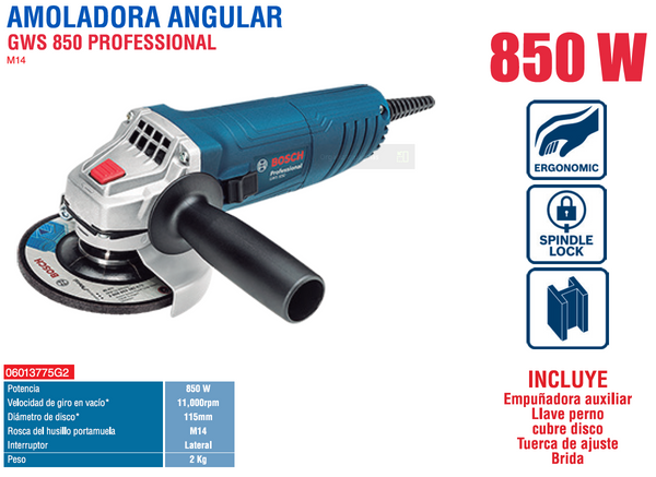 BOSCH Amoladora angular GWS 850 127V M14 Professional