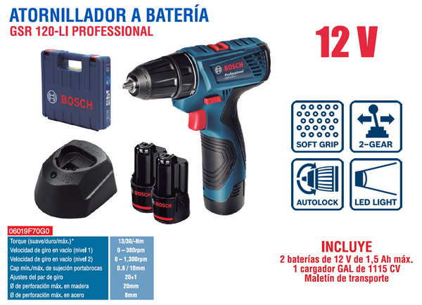 BOSCH ATORNILLADOR GSR 120-LI