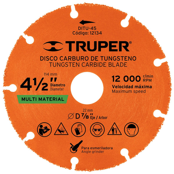 Disco de carburo de Tungsteno 4-1/2', multiusos