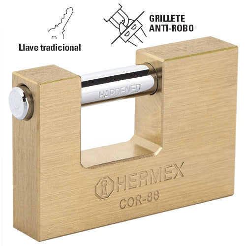 CANDADO DE LATÓN, ANTIPALANCA, 88MM