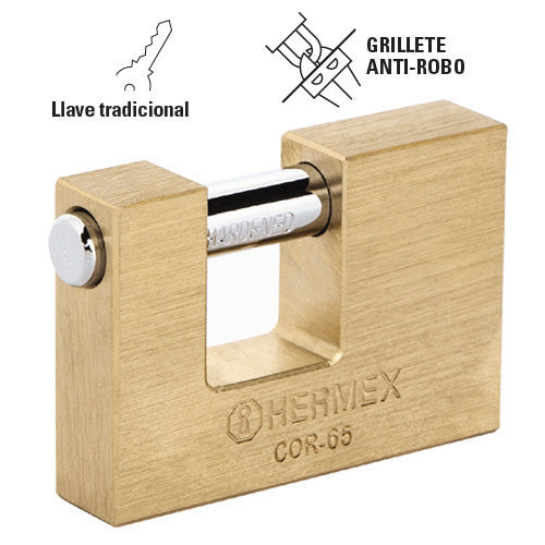 CANDADO DE LATÓN, ANTIPALANCA, 63MM
