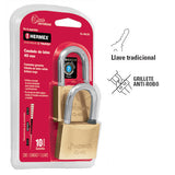 CANDADOS DE LATÓN, 40MM, GANCHO LARGO, 2 PIEZAS