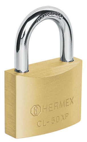 CANDADO DE LATÓN, 50 MM, LLAVE TETRA, HERMEX