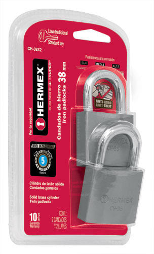 CANDADOS DE HIERRO, GEMELOS, 38MM