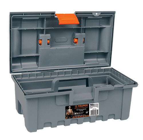 CAJA PARA HERRAMIENTA, AMPLIA DE 14', COLOR GRIS