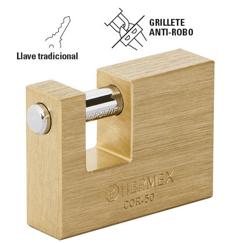 CANDADO DE LATÓN, ANTIPALANCA, 50MM