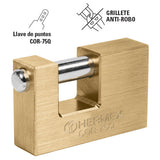CANDADO LATÓN, ANTIPALANCA, ALTA SEGUR., LLAVE PUNTOS, 75MM