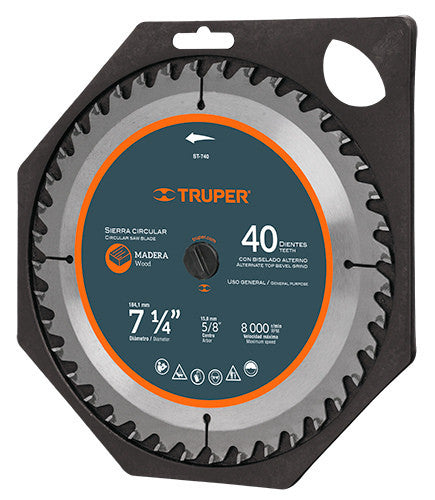 SIERRA CIRCULAR P/MADERA 7-1/4', 40 DIENTES, CENTRO 5/8