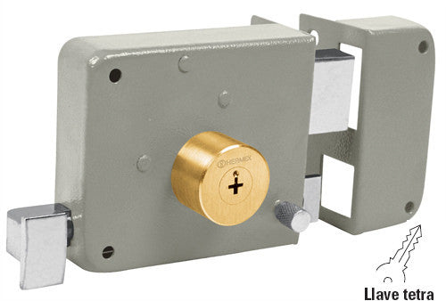 CERRADURA SOBREPONER DERECHA, LLAVE TETRA, EN CAJA