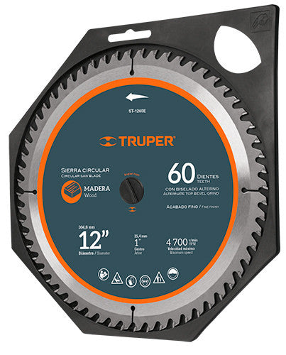 SIERRA CIRCULAR P/MADERA 12', 60 DIENTES, CENTRO 1'