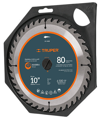 SIERRA CIRCULAR P/MADERA 10', 80 DIENTES, CENTRO 1'
