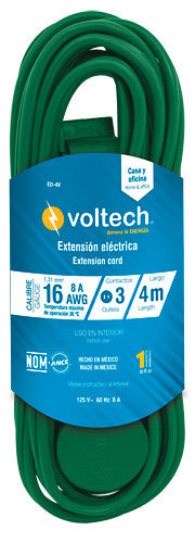 EXTENSIÓN ELÉCTRICA DOMÉSTICA, 6 M, VERDE, VOLTECH