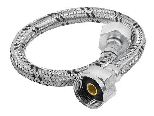 MANGUERA DE HULE REVESTIDA DE ACERO INOXIDABLE PARA WC 50 CM