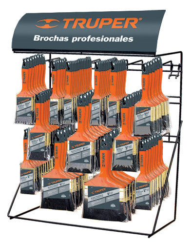 RACK PARA BROCHAS MANGO DE PLÁSTICO CON PRODUCTO