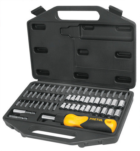 SET DESARMADOR MATRACA, PUNTAS/DADOS, 62 PZS, PRETUL