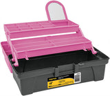CAJA COSMETIQUERA 14"", ROSA/GRIS