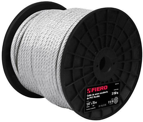 CABLE DE ACERO 1/8', FLEXIBLE RECUBIERTO, PRECIO POR METRO