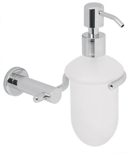 DISPENSADOR DE JABÓN LIQUIDO CROMADO.