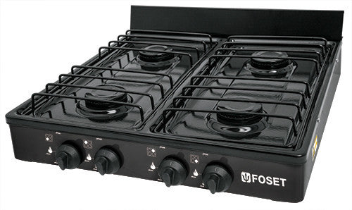 PARILLA PARA GAS, 4 QUEMADORES, COLOR NEGRO