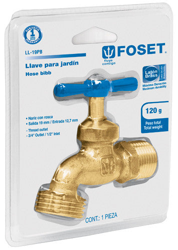 LLAVE DE JARDIN DE NARIZ DE LATÓN 130 GR EN BLISTER