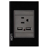 LUCEK PLA 1 CONT  Y 2 ENT USB CRISTAL NEGRO