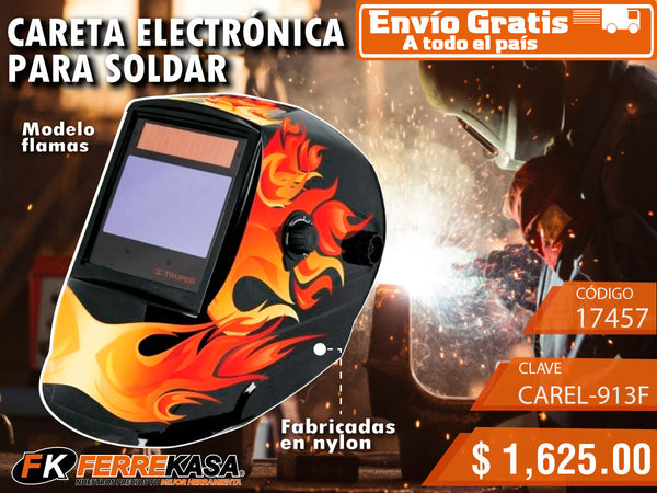 CARETA ELECTRÓNICA PROFESIONAL DE OSCURECIMIENTO AUTOMÁTICO PARA SOLDAR DISEÑO FUEGO